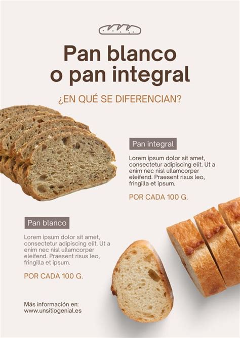 Infografía comparativa de nutrientes entre pan blanco y pan negro