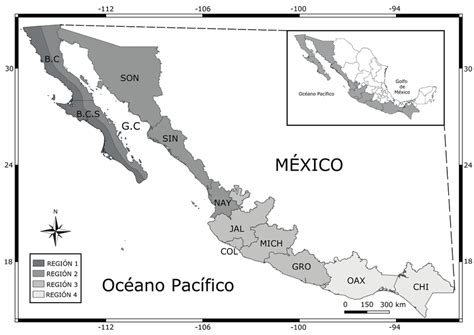 Mapa de las diversas variantes de ceviche a lo largo de la costa del Pacífico, destacando la ruta desde México hasta Chile.