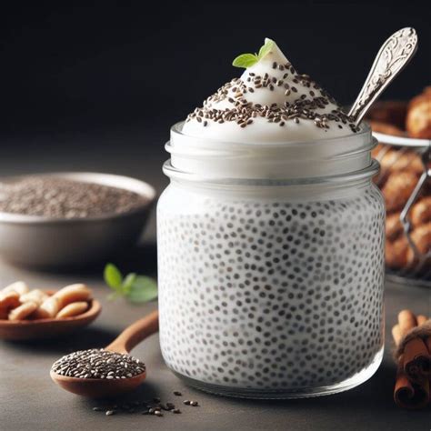 Infografía que muestra la combinación de yogur y semillas de chía con iconos de energía, digestión y salud cardiovascular