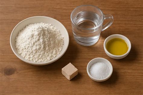 Ingredientes básicos para masa frita: harina de trigo, sal, agua, aceite/grasa