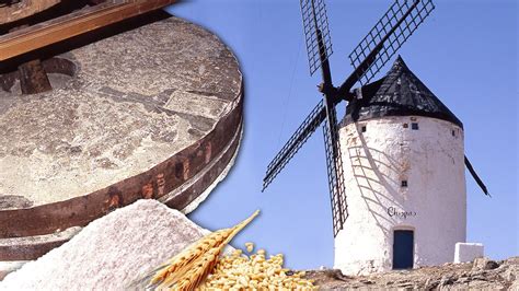 Ilustración histórica de la cosecha de trigo y molino