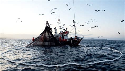 Barco de pesca con cerco en operación, capturando jurel de manera sostenible.