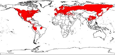 Mapa de la distribución geográfica del Malus sieversii en Asia Central.
