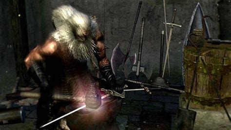 Diseño de personaje del Herrero Andre en Dark Souls 3 trabajando en su fragua