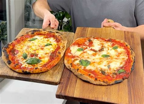 Esquema de las texturas de diferentes masas de pizza (napolitana vs. romana) y su relación con la levadura.