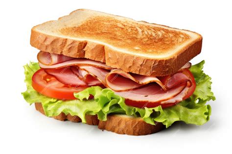 Sándwich de jamón, lechuga y tomate recién preparado