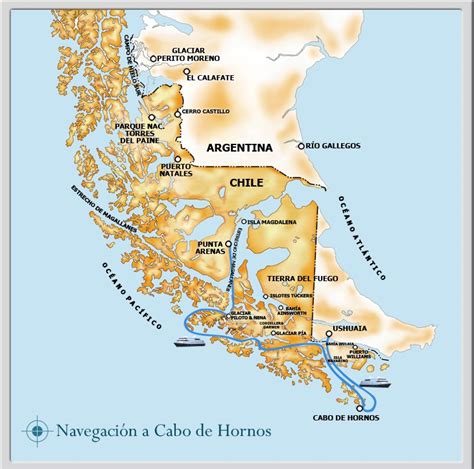 Mapa de la ubicación del Cabo de Hornos en el extremo sur de Sudamérica