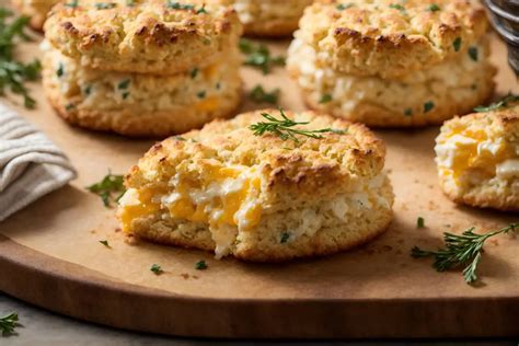 Scones de queso y hierbas con corte redondo