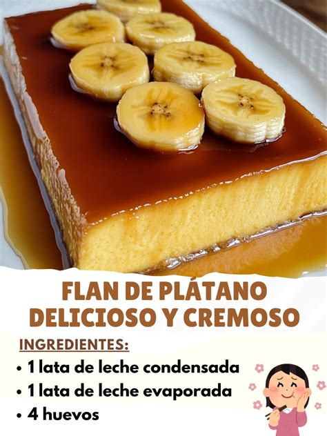 Ingredientes frescos para flan de plátano: plátanos maduros, leche condensada, leche evaporada, huevos y azúcar.