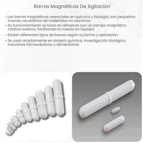 Diagrama de diferentes formas y tamaños de barras de agitación magnéticas