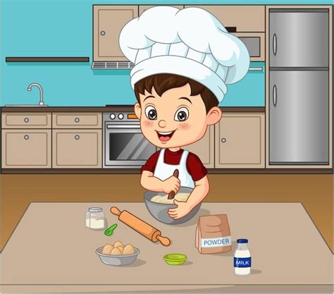 Niños preparando una tarta en la cocina con sus padres
