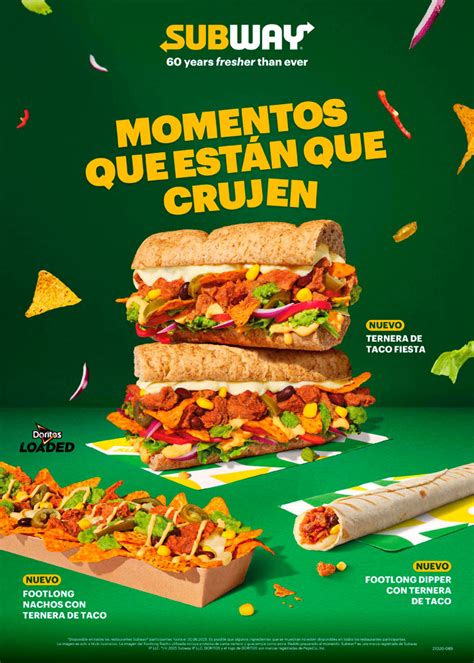 Ilustración de un menú de Subway con opciones de sándwiches y ensaladas.