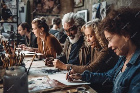 Foto de estudiantes en un taller de arte, aprendiendo a pintar con pasteles y compartiendo consejos.