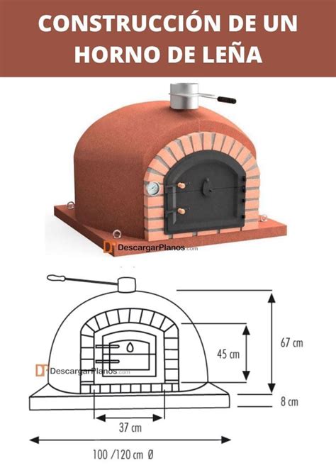 Esquema de un horno de leña con indicación de temperatura