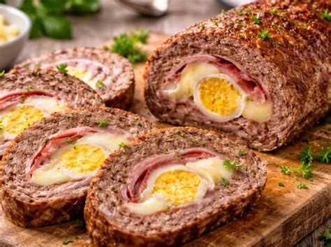 Rodajas de arrollado de carne listo para servir