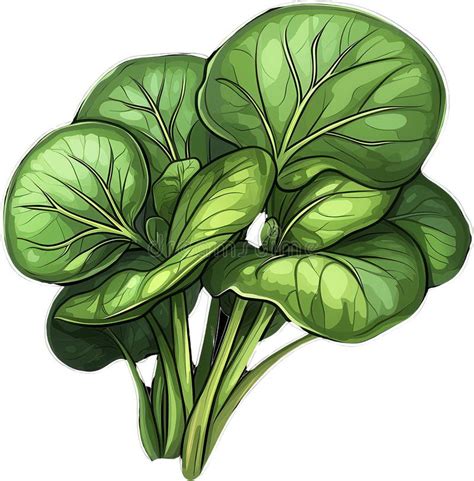 Ilustración de espinacas frescas y cocidas