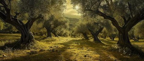 Campo de olivos al atardecer en Italia