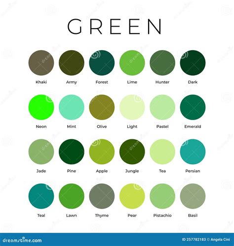 paleta de colores con diferentes tonos de verde pastel