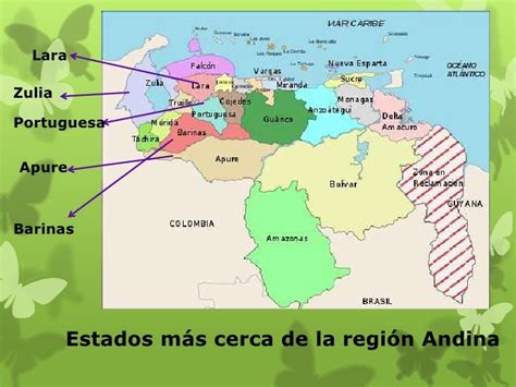 Mapa de Venezuela destacando la región andina