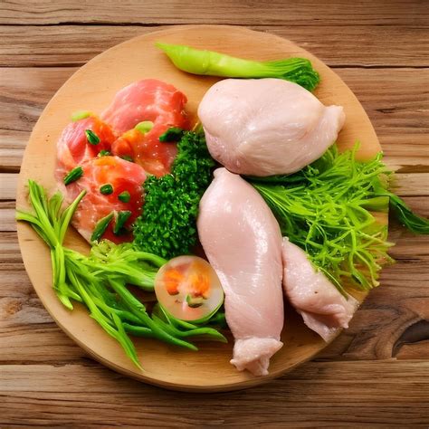 Foto de pollo crudo en un plato, mostrando las diferentes piezas