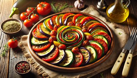 Ingredientes frescos para ratatouille en una cesta de mimbre