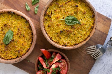 Imagen de pastel de choclo vegetariano con relleno de champiñones