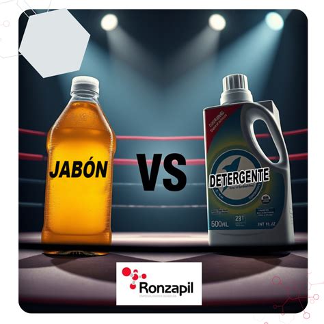 esquema comparativo entre el uso de detergente comercial vs jabón casero artesanal