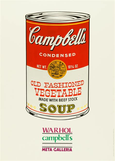Esquema visual que muestra la transición del objeto cotidiano (lata de sopa) a la obra de arte serigrafiada en serie.