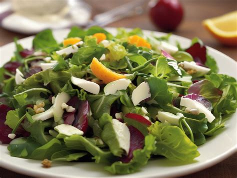 Ensalada verde con una vinagreta delicada en un plato elegante