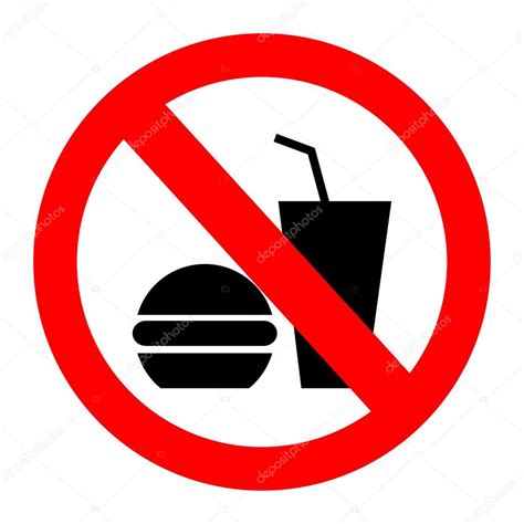 Ícono de advertencia o señal de prohibición sobre alimentos poco saludables