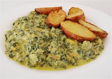 Plato final de guiso de acelga con papas doradas