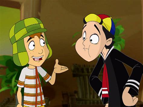 escena de El Chavo del 8 animado con un pastel
