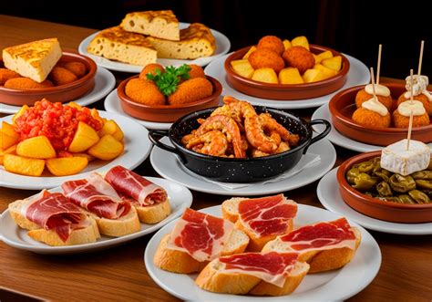 Una mesa variada con diferentes tipos de tapas españolas