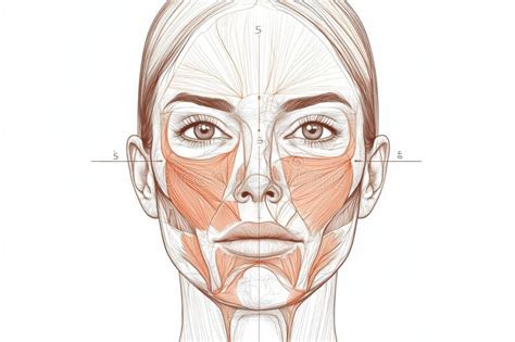 Ilustración de un rostro con puntos de aplicación de base