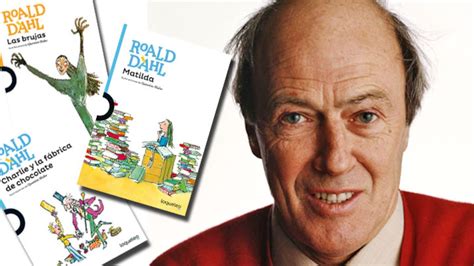 Roald Dahl escribiendo, con elementos de fantasía y caramelos