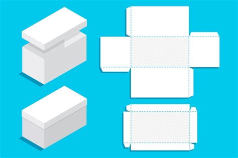 Esquema técnico de una plantilla de caja rectangular plegable con medidas detalladas