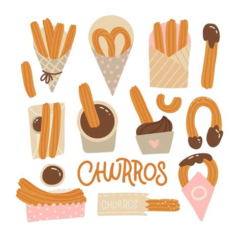 ilustracion de un churro gourmet con diferentes toppings y rellenos