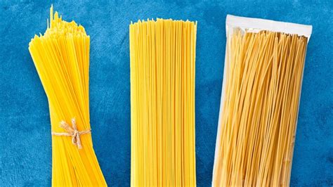 Diagrama mostrando los diferentes diámetros de espaguetis: spaghettini, spaghetti y spaghettoni