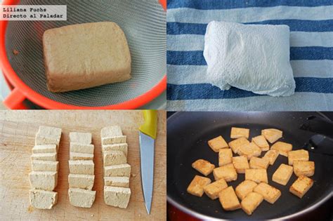 Tofu firme cortado en cubos listo para cocinar