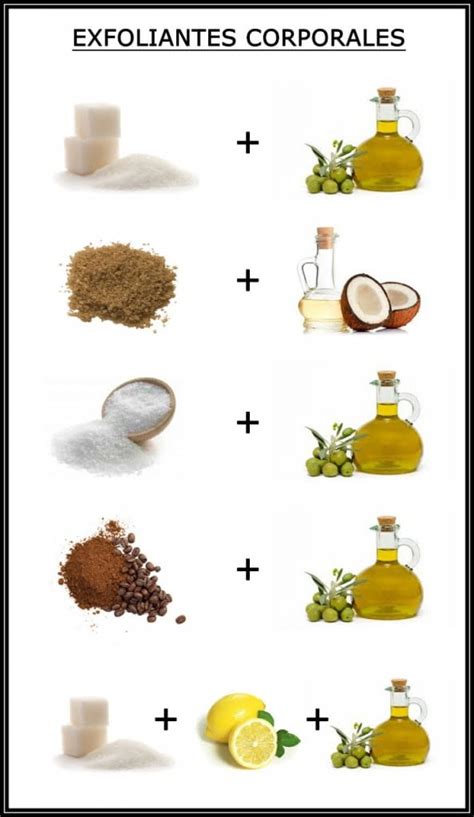 collage de ingredientes naturales comunes para exfoliantes caseros (azúcar, café, avena, miel)