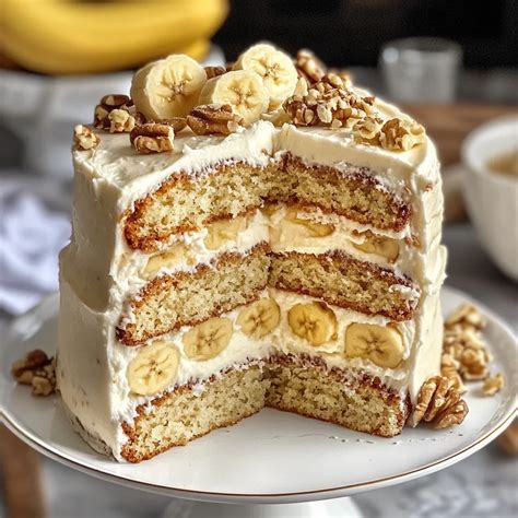 Foto de rebanadas de pastel de plátano y nuez servidas en un plato con una taza de café