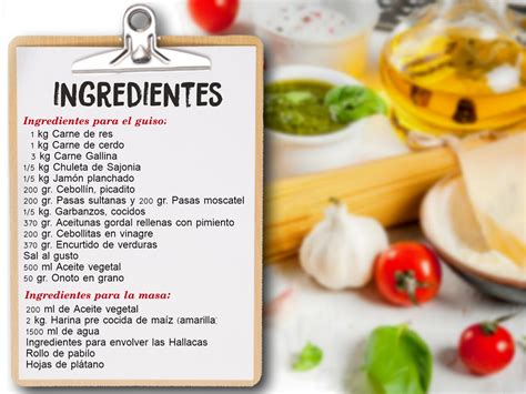 infografía de ingredientes del guiso para hallacas