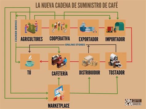 esquema que ilustra la cadena de suministro del cacao, desde la granja hasta el producto final