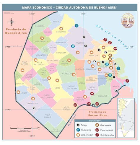 Mapa de Buenos Aires con ubicaciones destacadas de parrillas