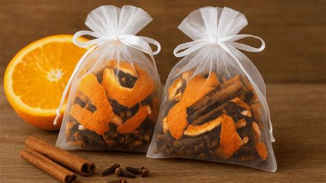 Popurrí casero de cáscaras de manzana, naranja y especias en un recipiente de vidrio