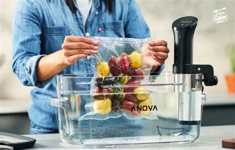 Esquema de un equipo sous-vide con un Roner y una bolsa de salmón