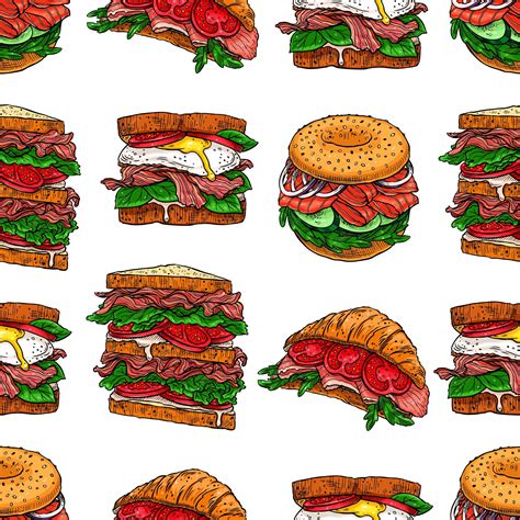 Ilustración de sándwiches variados y apetitosos.