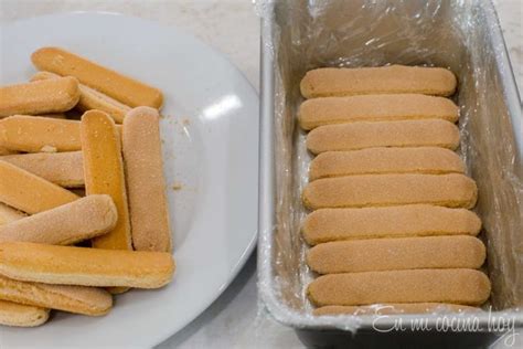 Molde forrado con galletas de champaña, listo para rellenar