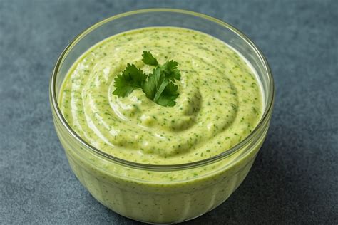 Aderezo fresco de cilantro, perejil y limón para la sopa de choritos