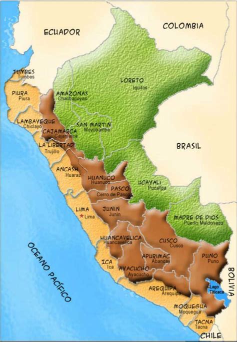 Mapa de las regiones costeras de Perú donde se originó el Tacu Tacu